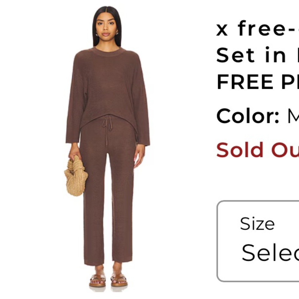 FREE PEOPLE Malibu Sweater Pant Set in Minked ** Top Only** NWT